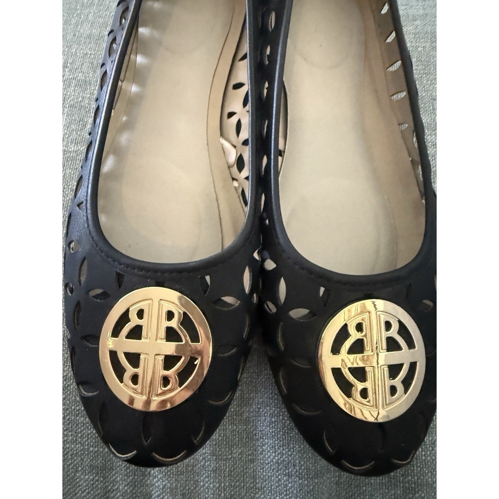Rialto Black Ballet Flats Gold Medallion Cutout Decoration Manmade New Size 9 M - Picture 2 of 8
